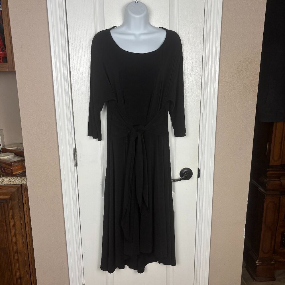 Signature‎ by Robbie Bee Women's Black High/Low 3/4 Sleeve Tie Front Dress Sz XL